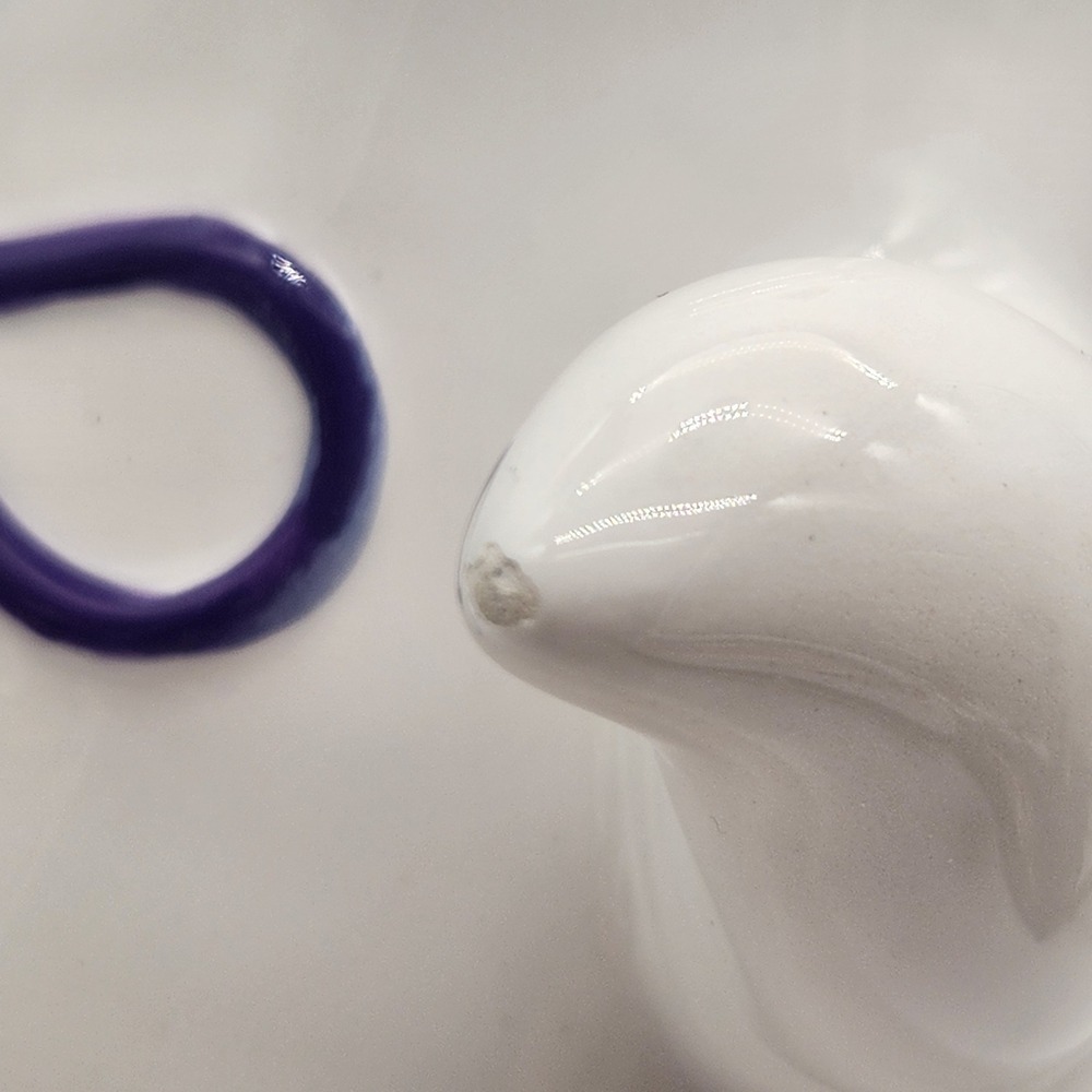 White Ceramic Whimsical Halloween Ghost Figurine Orange "BOO" Purple Bow Decor - Picture 10 of 11